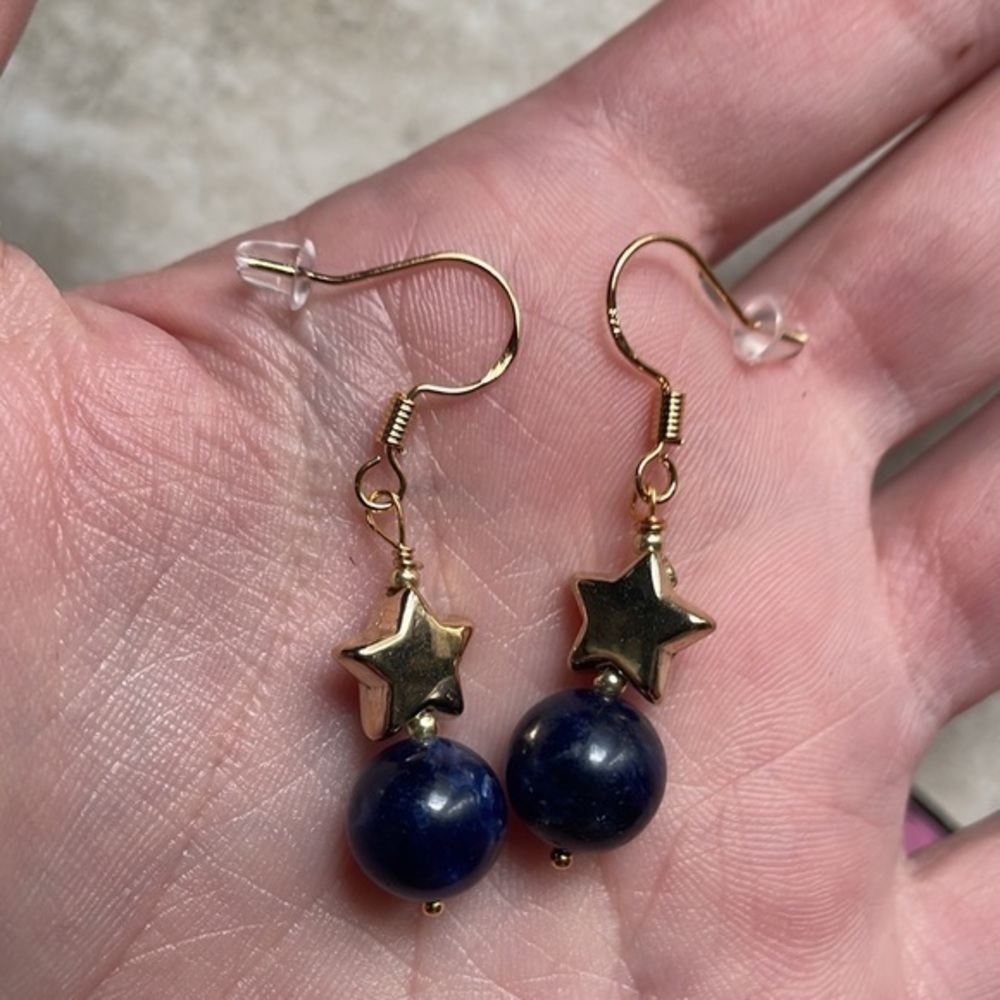 ๐น free w/purchase sterling silver lapis lazuli 9 mm gem stone 18k gold vermeil - Picture 13 of 15